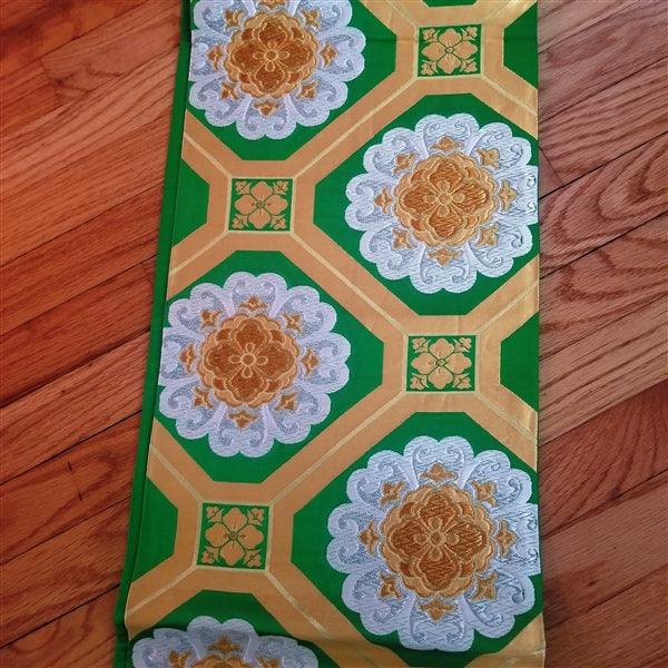 "Emerald Honeycomb" Vintage Fukuro Obi - Kyoto Kimono