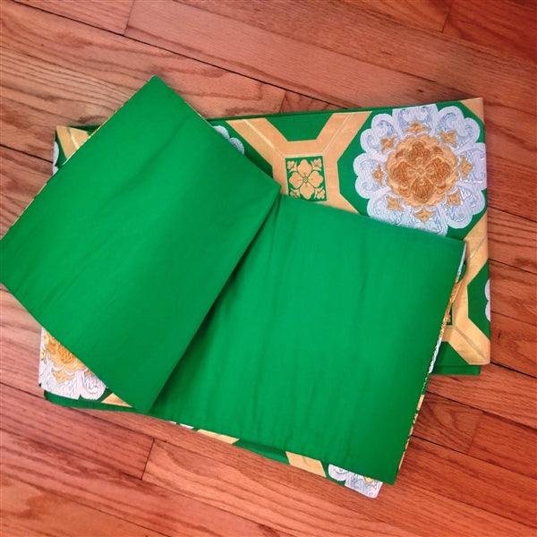 "Emerald Honeycomb" Vintage Fukuro Obi - Kyoto Kimono