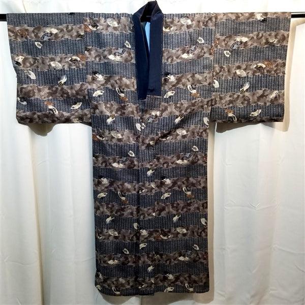 "Falling Fans" Man's Juban Underkimono - Kyoto Kimono
