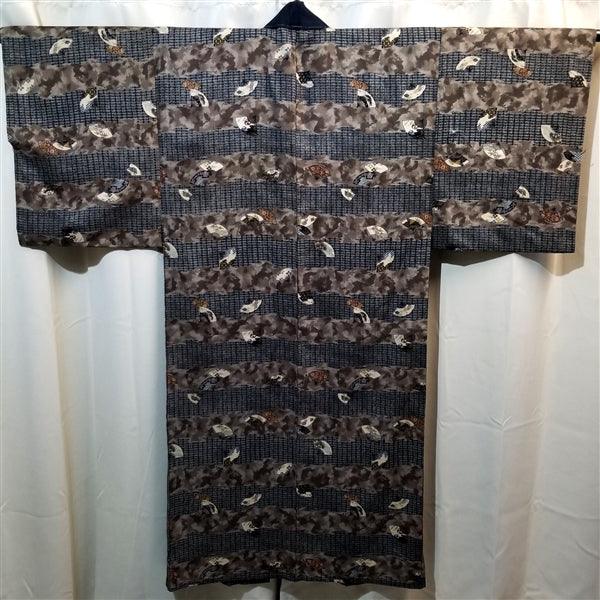 "Falling Fans" Man's Juban Underkimono - Kyoto Kimono