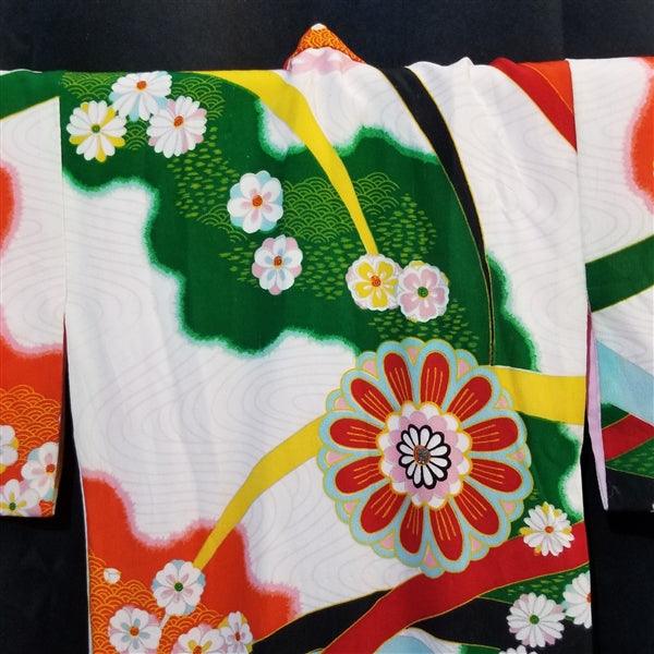 "Floating Mums" Vintage Girl's Kimono - Kyoto Kimono