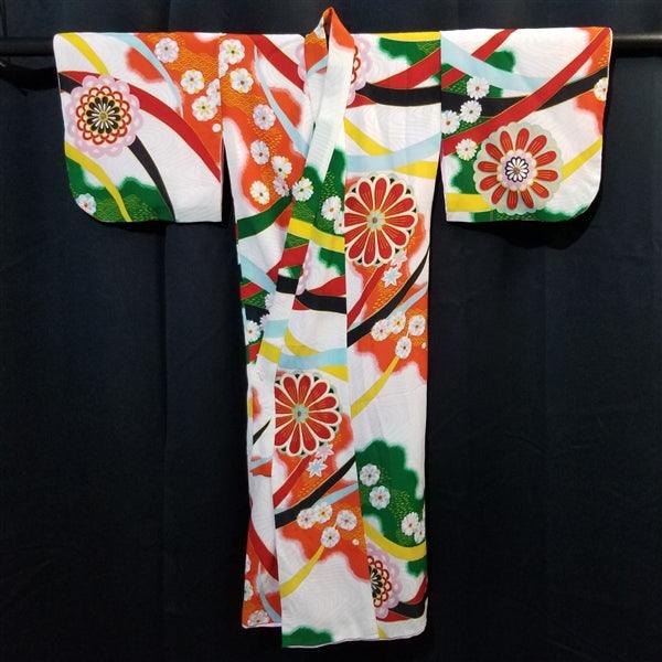 "Floating Mums" Vintage Girl's Kimono - Kyoto Kimono