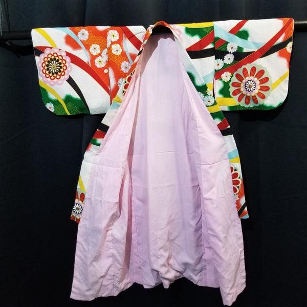 "Floating Mums" Vintage Girl's Kimono - Kyoto Kimono