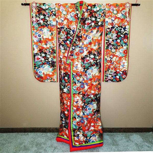 "Floral Collage" Vintage Wedding Kimono (Uchikake) - Kyoto Kimono