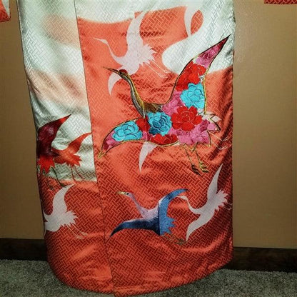 "Floral Cranes" Vintage Japanese Kakeshita - Kyoto Kimono