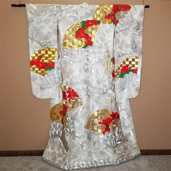 "Gold Fans" Vintage Uchikake - Kyoto Kimono