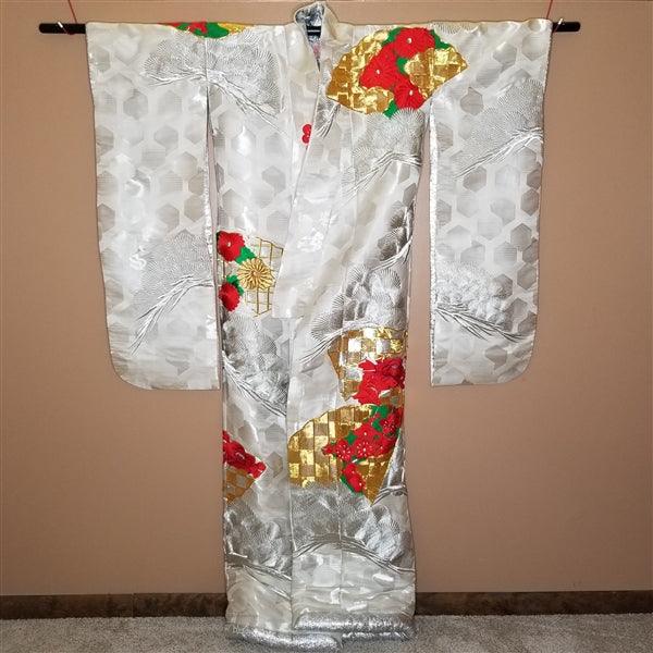 "Gold Fans" Vintage Uchikake - Kyoto Kimono