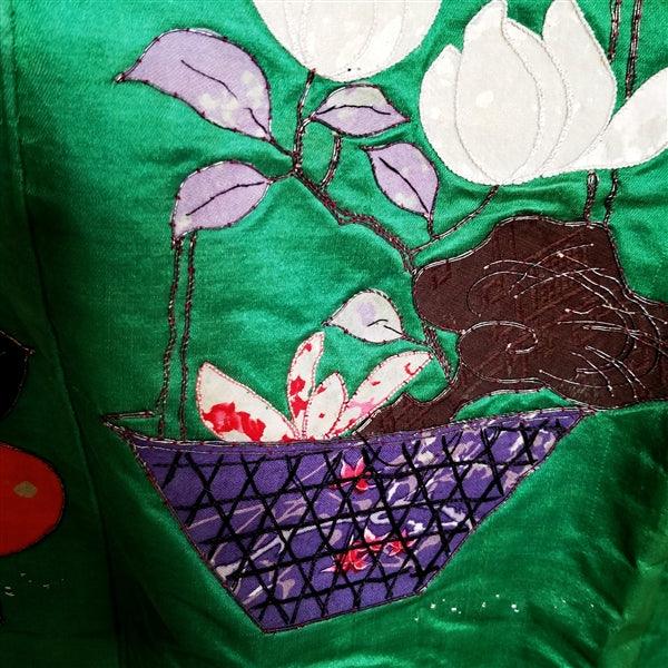 "Green Satin" Antique Wedding Kimono (Uchikake) - Kyoto Kimono