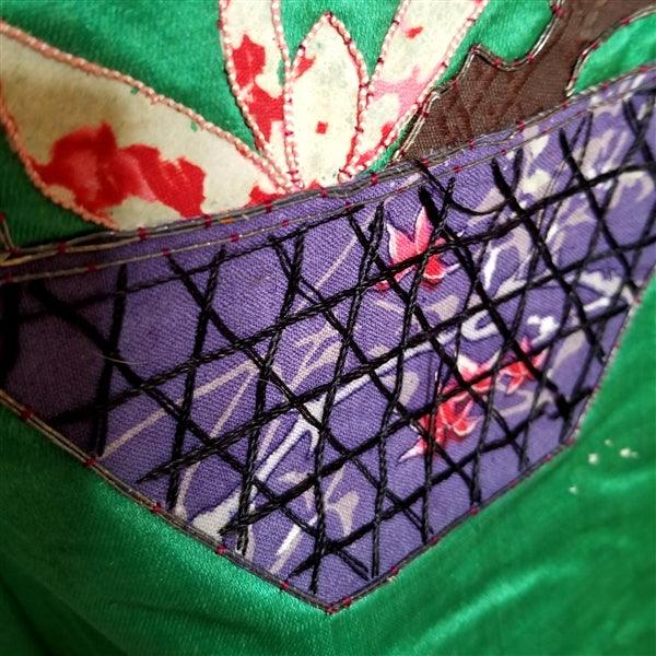 "Green Satin" Antique Wedding Kimono (Uchikake) - Kyoto Kimono