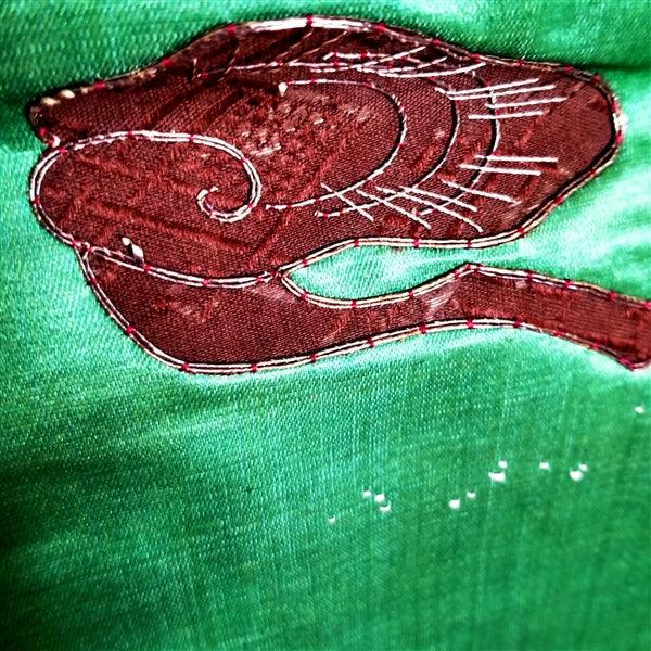 "Green Satin" Antique Wedding Kimono (Uchikake) - Kyoto Kimono