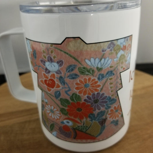 Japanique Insulated Mug Ichi-go Ichi-e: Floral - Kyoto Kimono