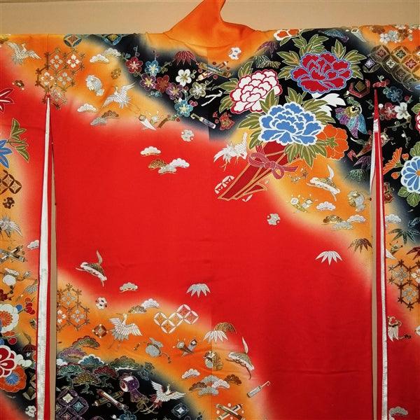 "Lucky Charms" Vintage Japanese Kakeshita - Kyoto Kimono