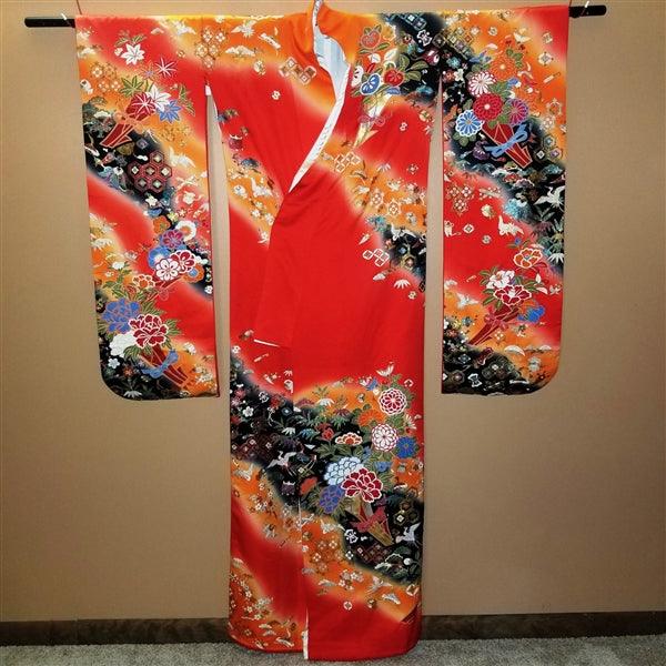 "Lucky Charms" Vintage Japanese Kakeshita - Kyoto Kimono