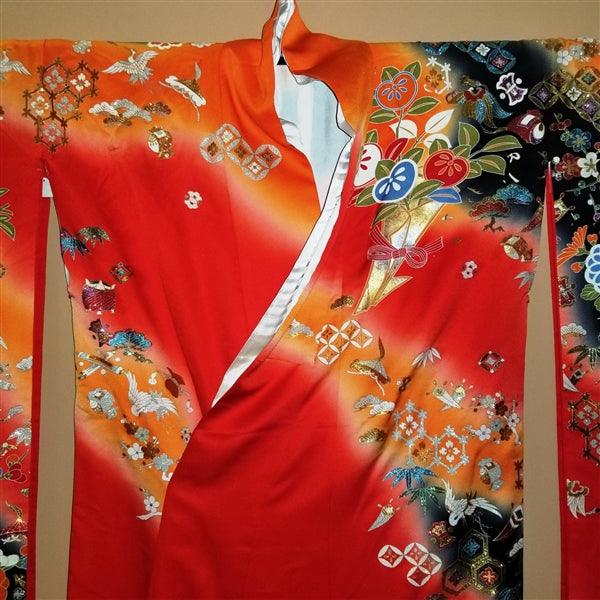 "Lucky Charms" Vintage Japanese Kakeshita - Kyoto Kimono