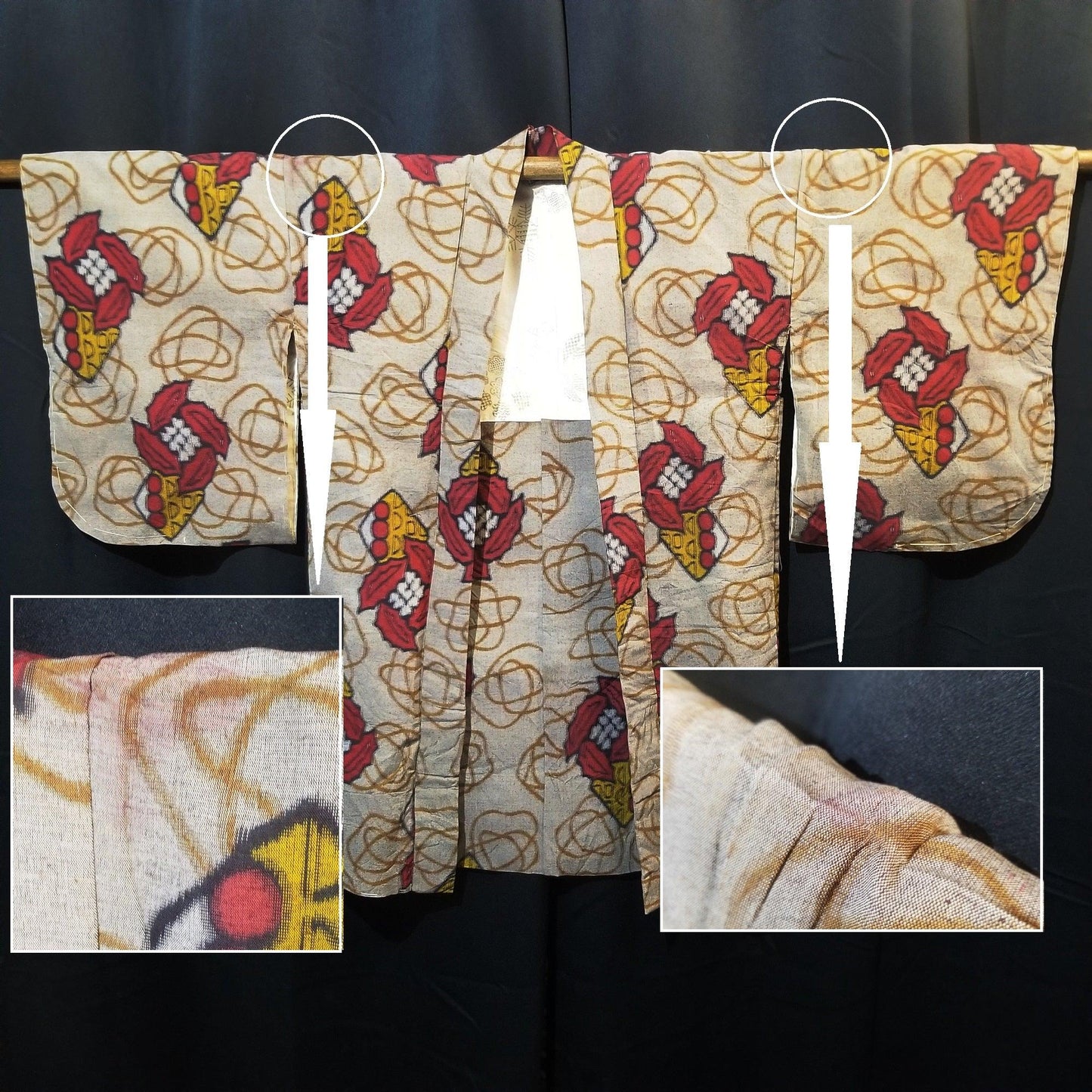 "Mochi Dango" Vintage Meisen Haori - Kyoto Kimono