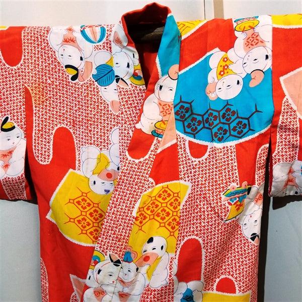 "Ningyo Dolls" Vintage Girl's Kimono - Kyoto Kimono