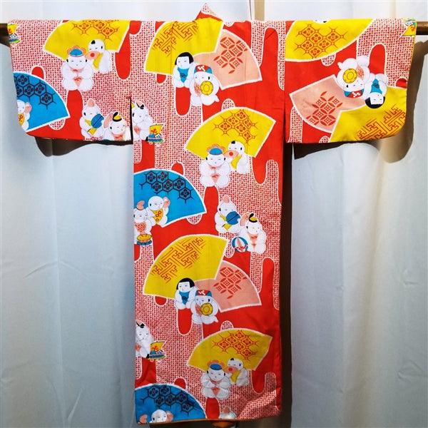 "Ningyo Dolls" Vintage Girl's Kimono - Kyoto Kimono