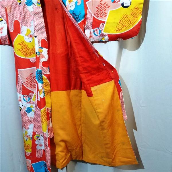 "Ningyo Dolls" Vintage Girl's Kimono - Kyoto Kimono