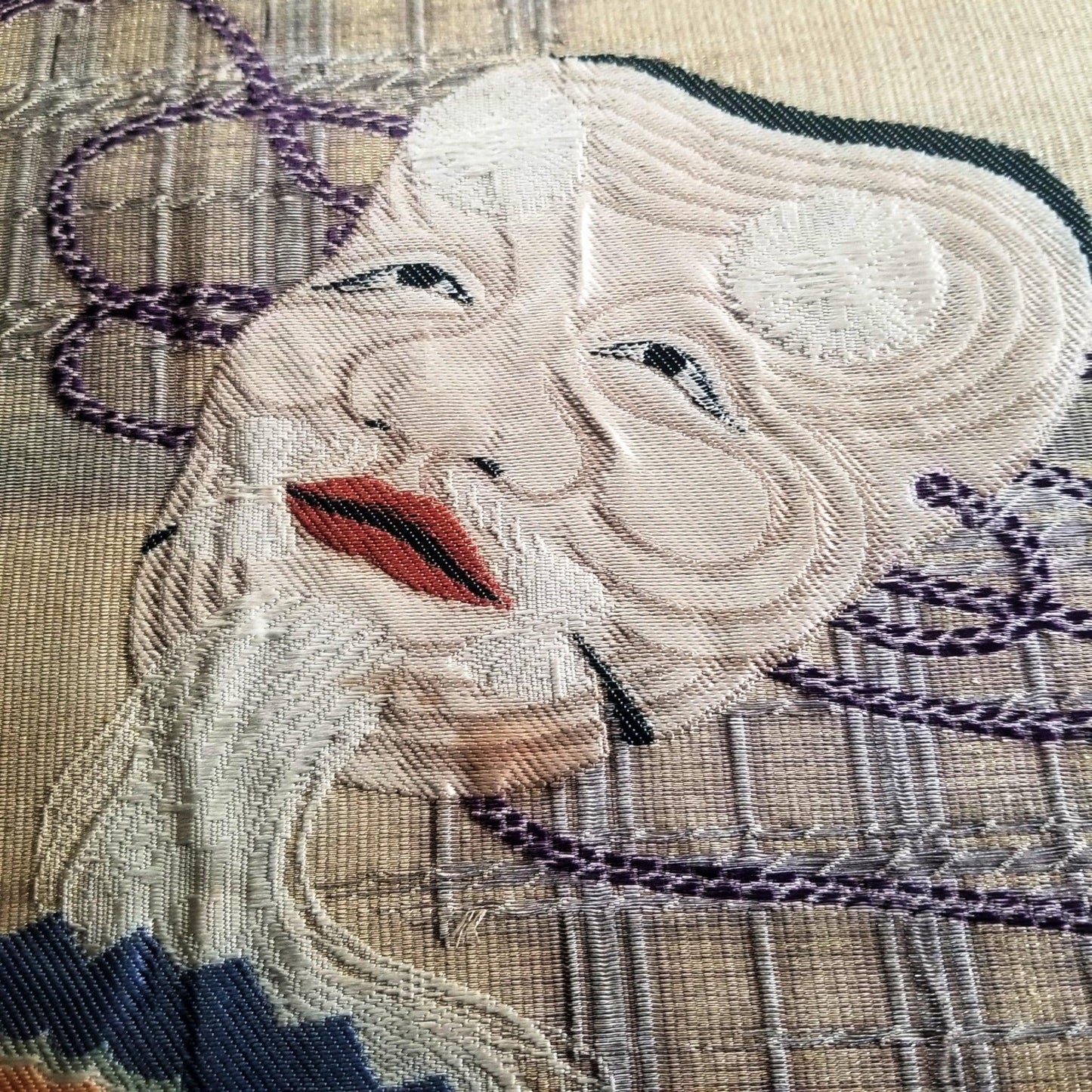 "Noh Mask" Antique Fukusa - Kyoto Kimono