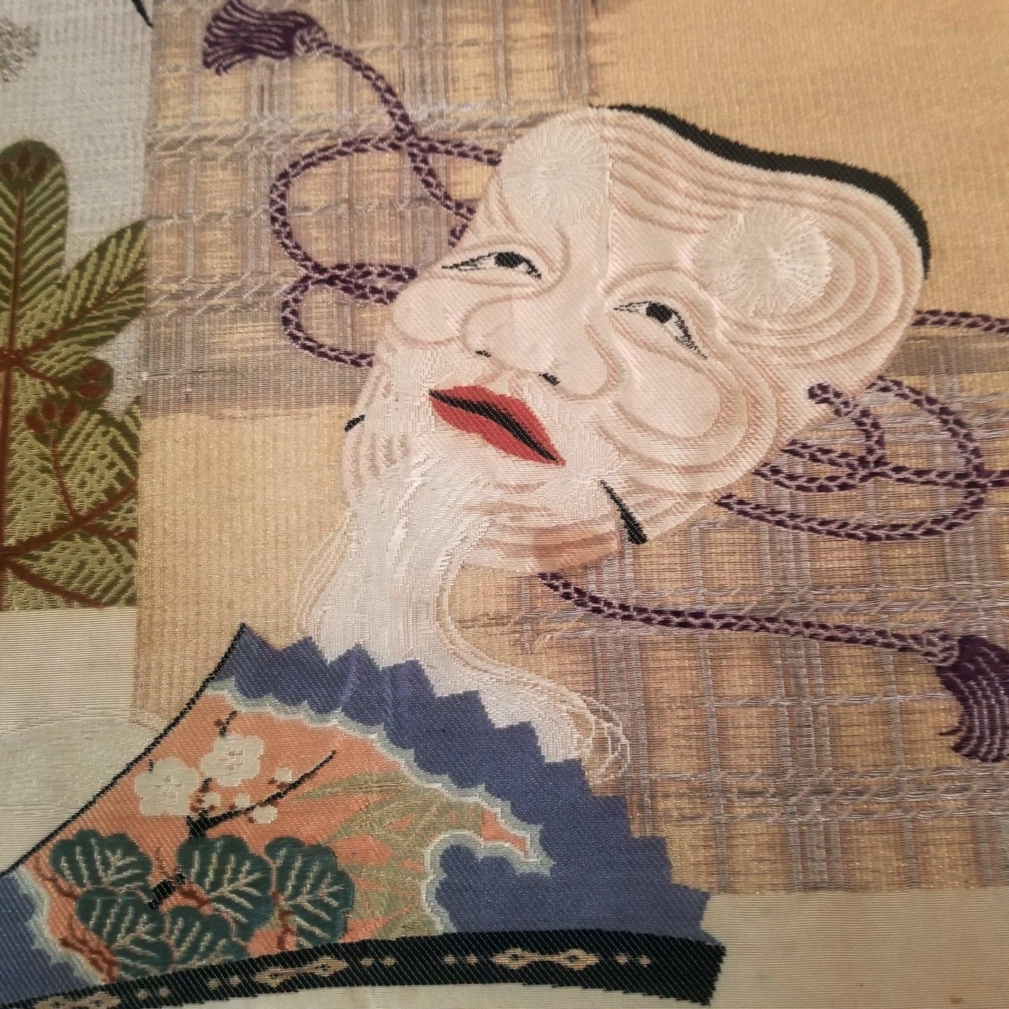 "Noh Mask" Antique Fukusa - Kyoto Kimono