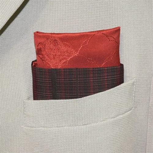 "Orange and Plaid" - Pocket Square - Kyoto Kimono