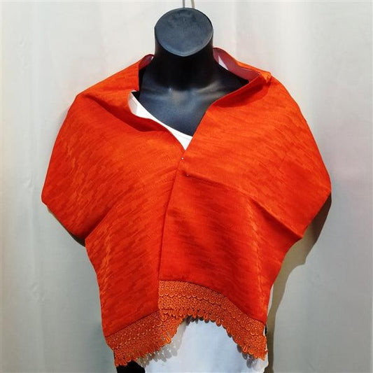 "Orange Blaze" Vintage Kimono Shawl - Kyoto Kimono