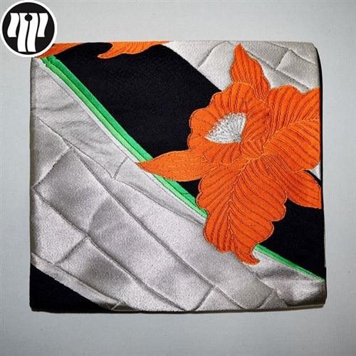 "Orange Iris" Fukuro Obi - Kyoto Kimono