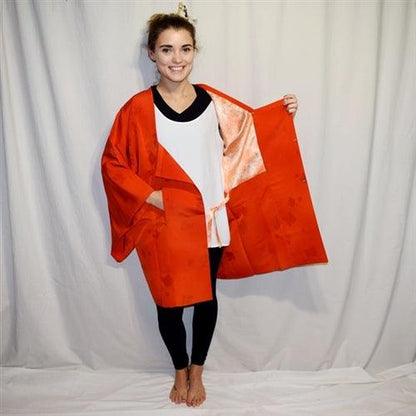 "Orange Michiyuki Surprise" Woman's Kimono Jacket - Kyoto Kimono