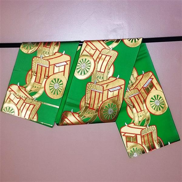 "Parade of Carts" Vintage Fukuro Obi - Kyoto Kimono