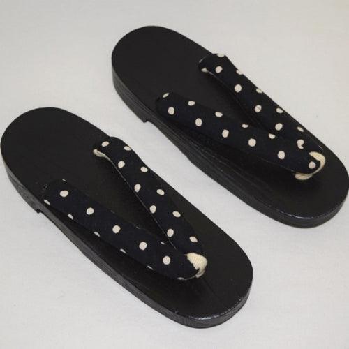 "Polka Dot Black" Women's/Girl's Geta Shoes - Kyoto Kimono