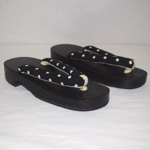 "Polka Dot Black" Women's/Girl's Geta Shoes - Kyoto Kimono