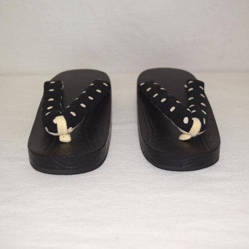 "Polka Dot Black" Women's/Girl's Geta Shoes - Kyoto Kimono