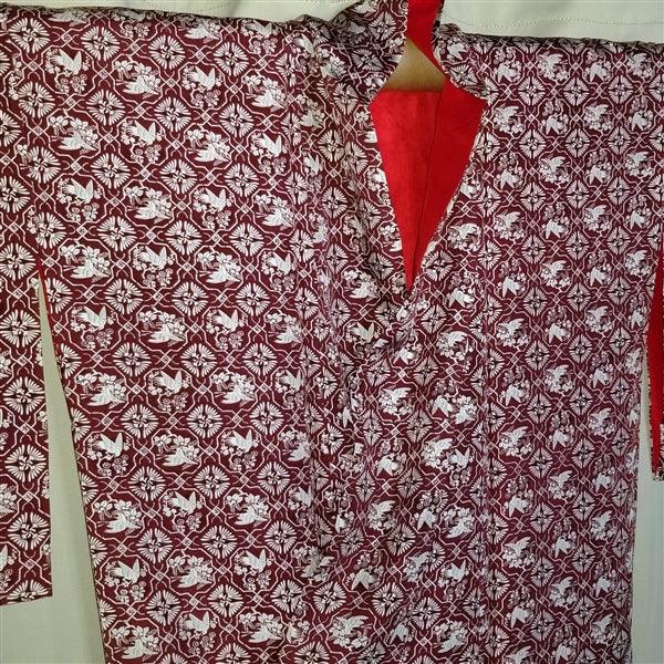 "Stenciled Birds" Vintage Kimono - Kyoto Kimono