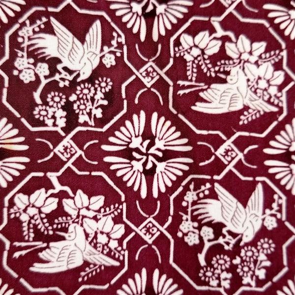 "Stenciled Birds" Vintage Kimono - Kyoto Kimono