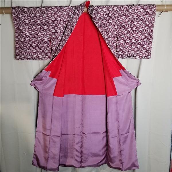 "Stenciled Birds" Vintage Kimono - Kyoto Kimono