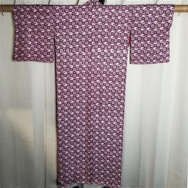 "Stenciled Birds" Vintage Kimono - Kyoto Kimono