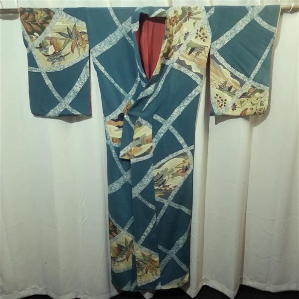 "Teal Beauty" Vintage Kimono - Kyoto Kimono