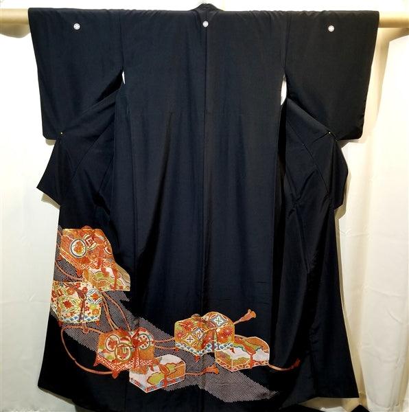 "Treasure Boxes" Vintage Tomesode - Kyoto Kimono