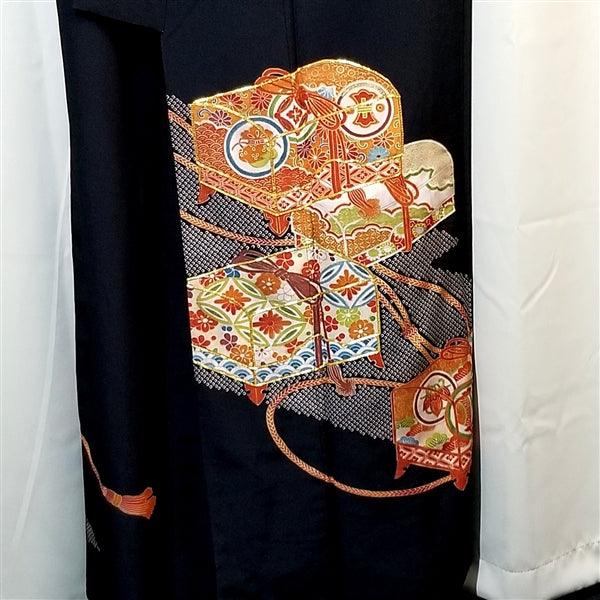 "Treasure Boxes" Vintage Tomesode - Kyoto Kimono