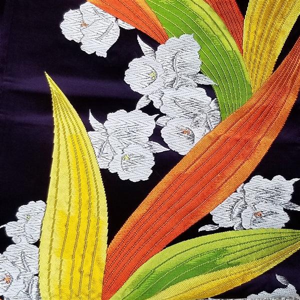 "White Irises" Vintage Fukuro Obi - Kyoto Kimono