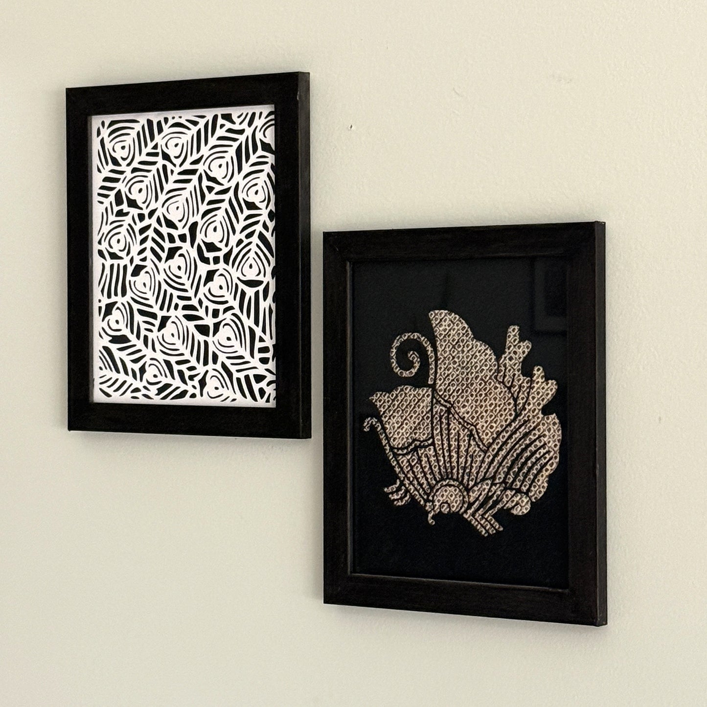 "Crossed Feathers Crest" Katagami Art