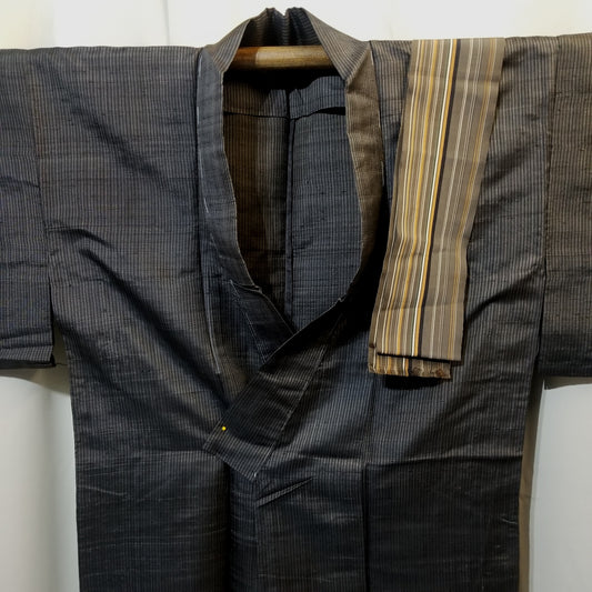 "Cocoa Pinstripes" Man's Summer Kimono