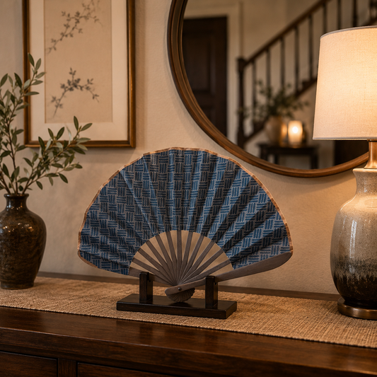 "Indigo Vintage" Vintage Folding Fan