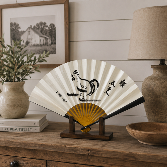 "Year of the Rooster" Vintage Folding Fan