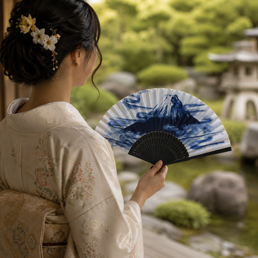 "Misty Mountain" Vintage Folding Fan