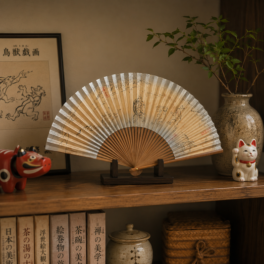 "Frolicking Animals" Vintage Folding Fan