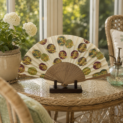"Bamboo Circles" Vintage Folding Fan