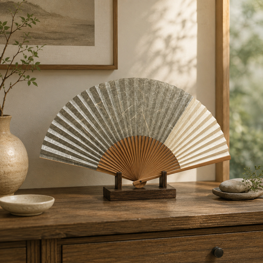 "Stone Washi" Vintage Folding Fan