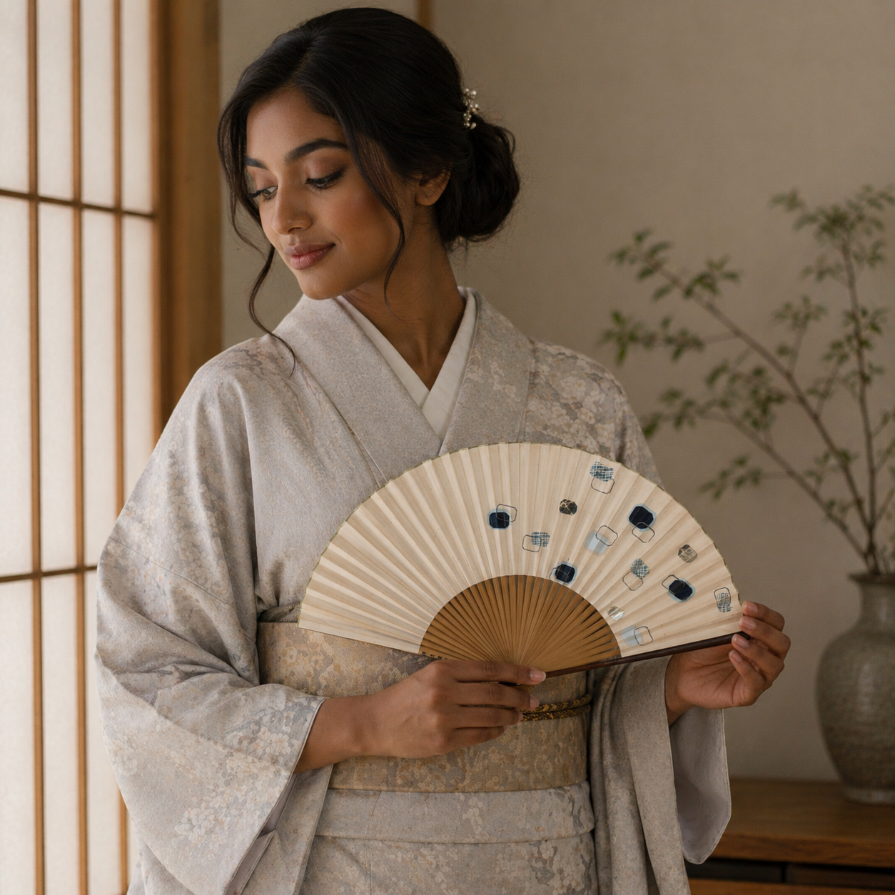 "Thoughtful Simplicity" Vintage Folding Fan