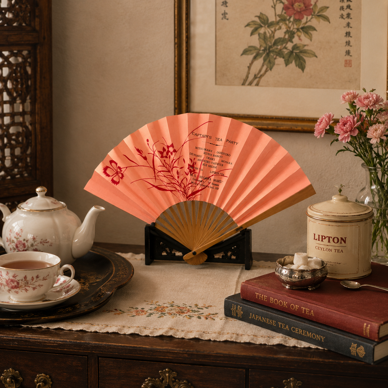 "Captain's Tea" Vintage Folding Fan
